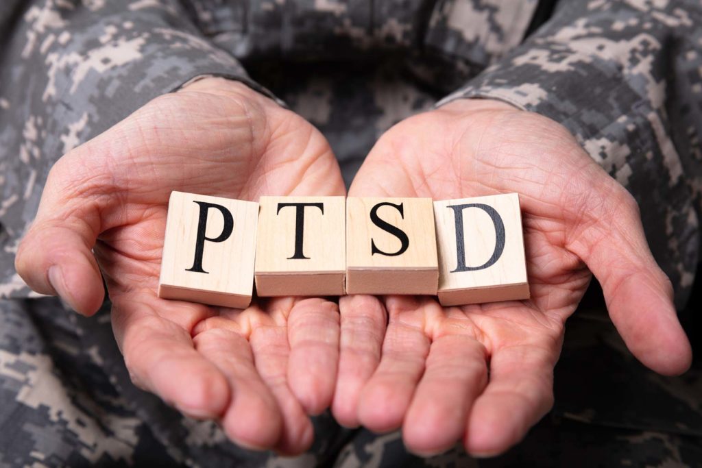 PTSD Spelled Out With Wood Blocks